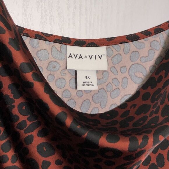 Ava Viv Cami Tank Womens 4X Black Satin Leopard Animal Print Top Adjustable New - Picture 4 of 13